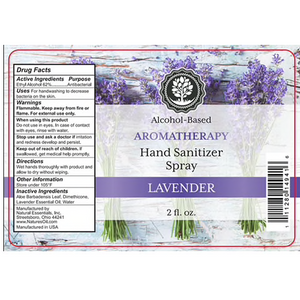 Lavender Hand Aromatherapy oz Hand Sanitizer Spray 60% Alcohol